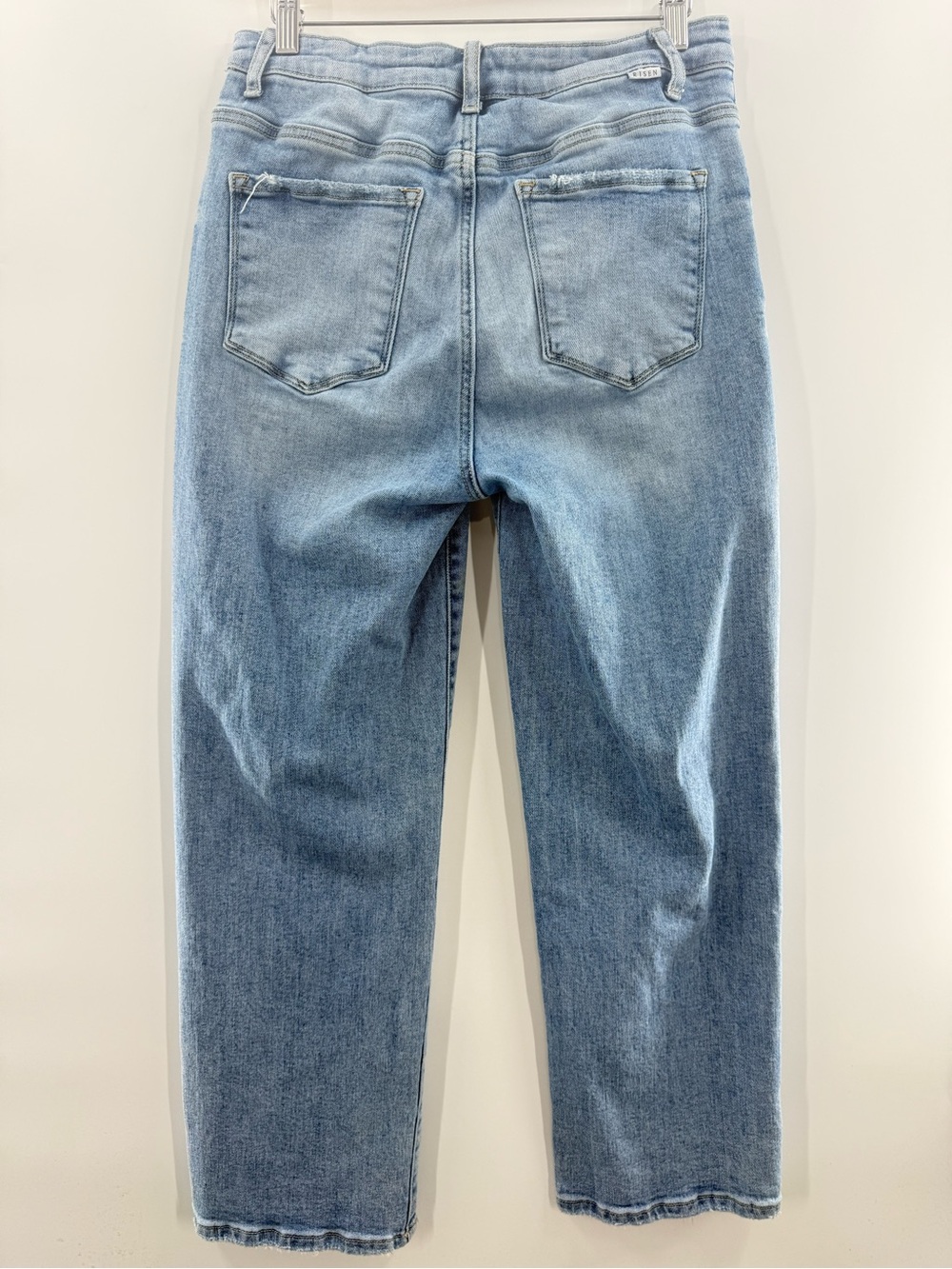 Risen Straight Leg Ankle Jeans Asymmetrical Zipper Light Wash Preppy Size 30 - Picture 7 of 10